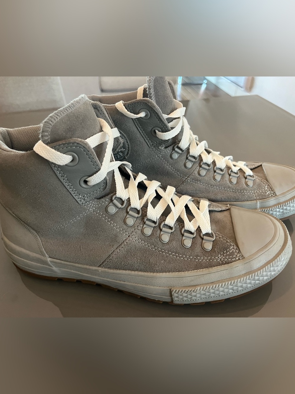 Converse Men's Gray High-Top Sneakers with White Laces